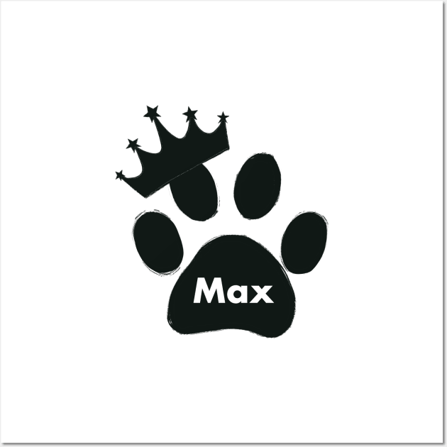 Max cat name made of hand drawn paw prints Wall Art by GULSENGUNEL